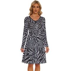 Monochrome Mirage Long Sleeve Dress With Pocket