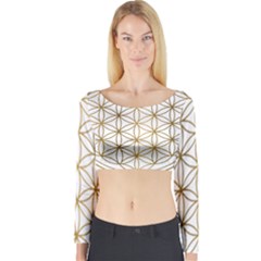 Gold Flower Of Life Sacred Geometry Long Sleeve Crop Top