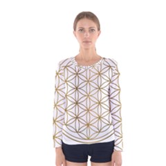 Gold Flower Of Life Sacred Geometry Women s Long Sleeve T-Shirt