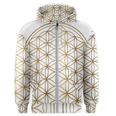 Gold Flower Of Life Sacred Geometry Men s Zipper Hoodie by Maspions