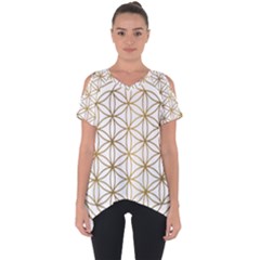 Gold Flower Of Life Sacred Geometry Cut Out Side Drop T-shirt