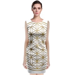 Gold Flower Of Life Sacred Geometry Sleeveless Velvet Midi Dress