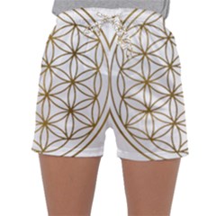 Gold Flower Of Life Sacred Geometry Sleepwear Shorts by Maspions