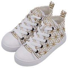 Gold Flower Of Life Sacred Geometry Kids  Mid-top Canvas Sneakers