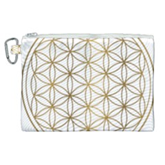 Gold Flower Of Life Sacred Geometry Canvas Cosmetic Bag (xl)