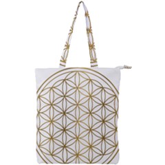 Gold Flower Of Life Sacred Geometry Double Zip Up Tote Bag by Maspions