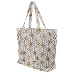 Gold Flower Of Life Sacred Geometry Zip Up Canvas Bag by Maspions