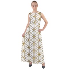 Gold Flower Of Life Sacred Geometry Chiffon Mesh Boho Maxi Dress