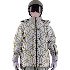 Gold Flower Of Life Sacred Geometry Women s Zip Ski And Snowboard Waterproof Breathable Jacket by Maspions