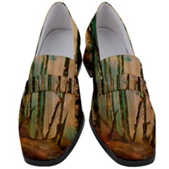 Woodland Woods Forest Trees Nature Outdoors Cellphone Wallpaper Mist Moon Background Artwork Book Co Women s Chunky Heel Loafers