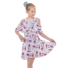 Fantasy Landscape Scene Sketchy Illustration Motif Pattern Wb Kids  Shoulder Cutout Chiffon Dress