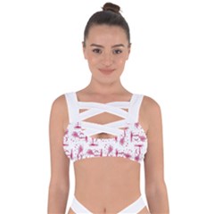 Fantasy Landscape Scene Sketchy Illustration Motif Pattern Wb Bandaged Up Bikini Top