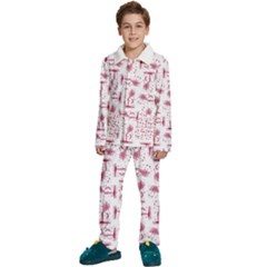 Fantasy Landscape Scene Sketchy Illustration Motif Pattern Wb Kids  Long Sleeve Velvet Pajamas Set by dflcprintsclothing