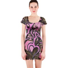 Pink Browning Deer Glitter Camo Short Sleeve Bodycon Dress