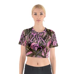 Pink Browning Deer Glitter Camo Cotton Crop Top by Maspions