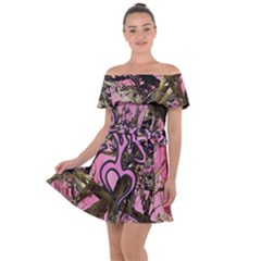 Pink Browning Deer Glitter Camo Off Shoulder Velour Dress