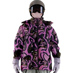 Pink Browning Deer Glitter Camo Women s Zip Ski And Snowboard Waterproof Breathable Jacket by Maspions