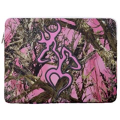 Pink Browning Deer Glitter Camo 17  Vertical Laptop Sleeve Case With Pocket