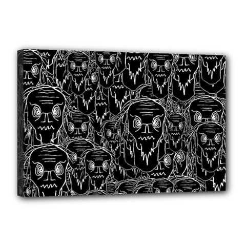 Old man monster motif black and white creepy pattern Canvas 18  x 12  (Stretched)