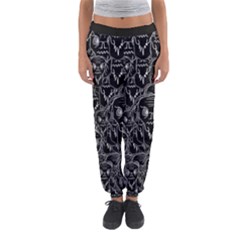 Old Man Monster Motif Black And White Creepy Pattern Women s Jogger Sweatpants by dflcprintsclothing