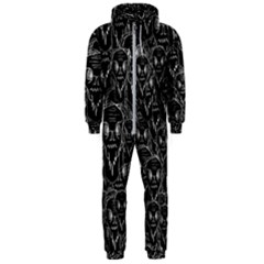 Old Man Monster Motif Black And White Creepy Pattern Hooded Jumpsuit (men) by dflcprintsclothing