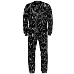 Old Man Monster Motif Black And White Creepy Pattern Onepiece Jumpsuit (men)