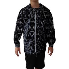 Old Man Monster Motif Black And White Creepy Pattern Kids  Hooded Windbreaker by dflcprintsclothing