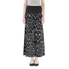 Old Man Monster Motif Black And White Creepy Pattern Full Length Maxi Skirt by dflcprintsclothing