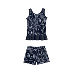 Old Man Monster Motif Black And White Creepy Pattern Kids  Boyleg Swimsuit