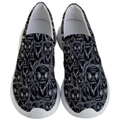 Old Man Monster Motif Black And White Creepy Pattern Women s Lightweight Slip Ons by dflcprintsclothing