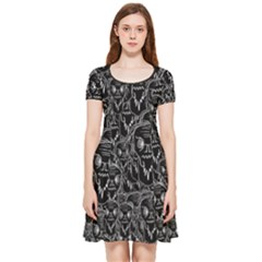 Old Man Monster Motif Black And White Creepy Pattern Inside Out Cap Sleeve Dress