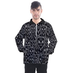 Old Man Monster Motif Black And White Creepy Pattern Men s Half Zip Pullover