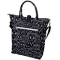 Old man monster motif black and white creepy pattern Buckle Top Tote Bag View2