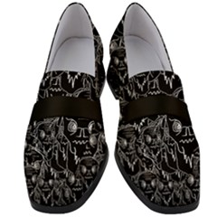 Old Man Monster Motif Black And White Creepy Pattern Women s Chunky Heel Loafers