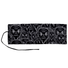 Old Man Monster Motif Black And White Creepy Pattern Roll Up Canvas Pencil Holder (m)