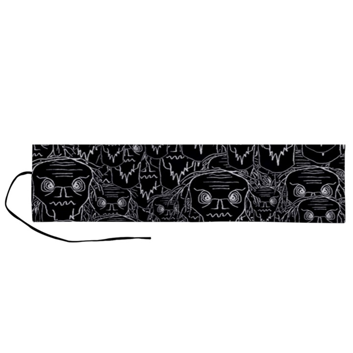 Old man monster motif black and white creepy pattern Roll Up Canvas Pencil Holder (L)