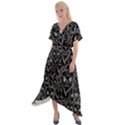 Old man monster motif black and white creepy pattern Cross Front Sharkbite Hem Maxi Dress View1