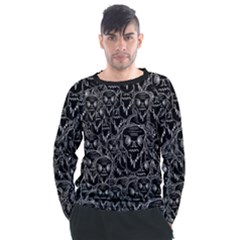 Old Man Monster Motif Black And White Creepy Pattern Men s Long Sleeve Raglan T-shirt