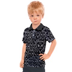 Old Man Monster Motif Black And White Creepy Pattern Kids  Polo T-shirt