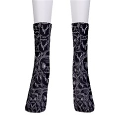 Old Man Monster Motif Black And White Creepy Pattern Crew Socks