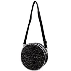 Old Man Monster Motif Black And White Creepy Pattern Crossbody Circle Bag