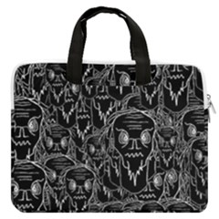 Old Man Monster Motif Black And White Creepy Pattern Macbook Pro 13  Double Pocket Laptop Bag by dflcprintsclothing