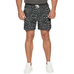 Old Man Monster Motif Black And White Creepy Pattern Men s Runner Shorts