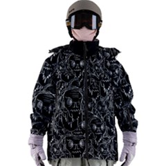 Old Man Monster Motif Black And White Creepy Pattern Women s Zip Ski And Snowboard Waterproof Breathable Jacket