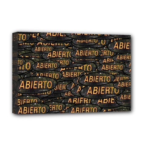 Abierto Neon Lettes Over Glass Motif Pattern Deluxe Canvas 18  X 12  (stretched)