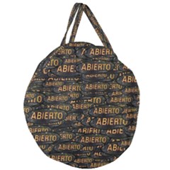 Abierto Neon Lettes Over Glass Motif Pattern Giant Round Zipper Tote