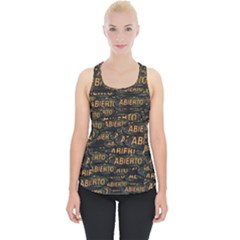 Abierto Neon Lettes Over Glass Motif Pattern Piece Up Tank Top