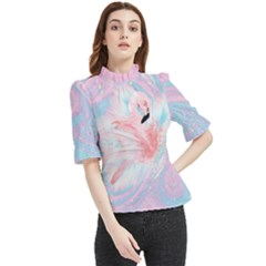 Flamingo Frill Neck Blouse