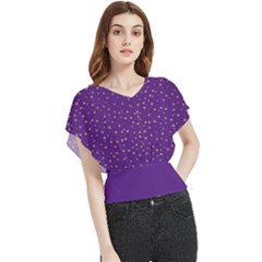 Pattern Seamless Gold Stars Butterfly Chiffon Blouse