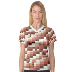 Chromaticmosaic Print Pattern V-neck Sport Mesh T-shirt